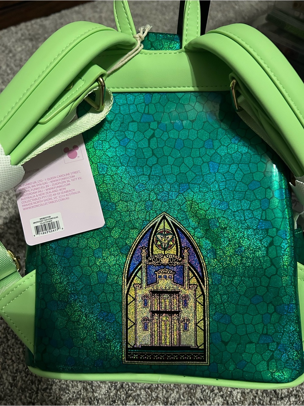 Loungefly Green Tiana Stained Glass Mini Backpack - Picture 2 of 5